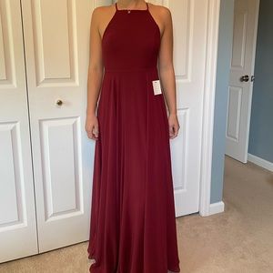 Maroon Backless Prom & Holiday Dress